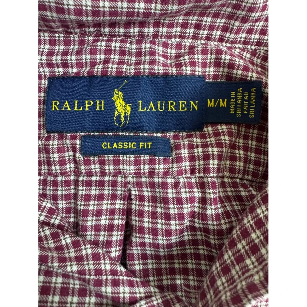 Polo Ralph Lauren Mens Medium Red White Check Button Down Shirt Long Sleeve